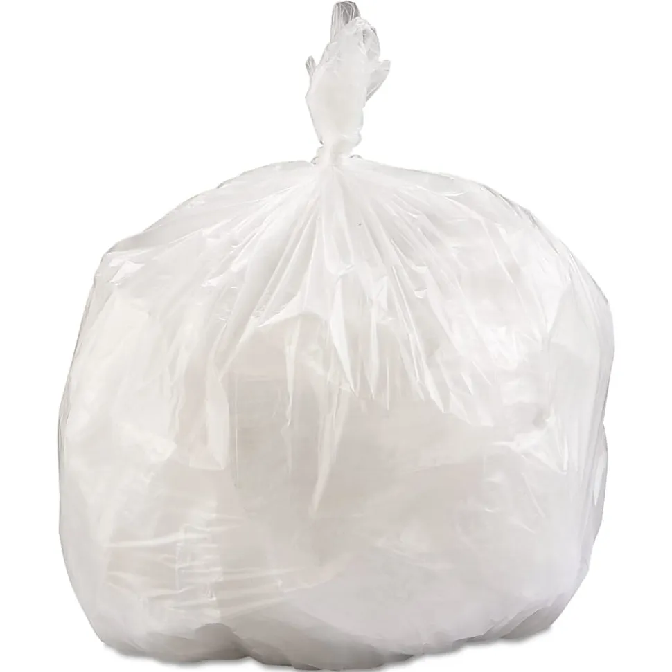Interplast Group High Density Commercial Can Liner Value Pack, 33 gal, 0.55 mil, 14 mic, 33" x 39", Clear, 25 Bags/Roll, 10 Rolls/CT