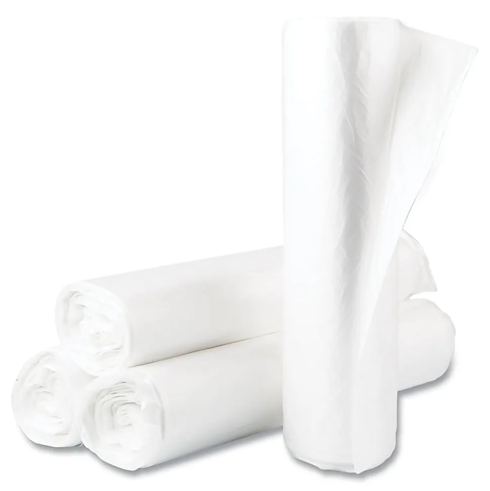 Interplast Group High Density Commercial Can Liner Value Pack, 45 gal, 0.55 mil, 14 mic, 40" x 46", Natural, 25 Bags/Roll, 10 Rolls/CT