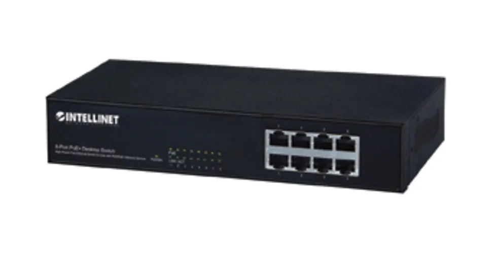 Intracom Intellinet 8 Port Fast Ethernet PoE+ Switch, 560764