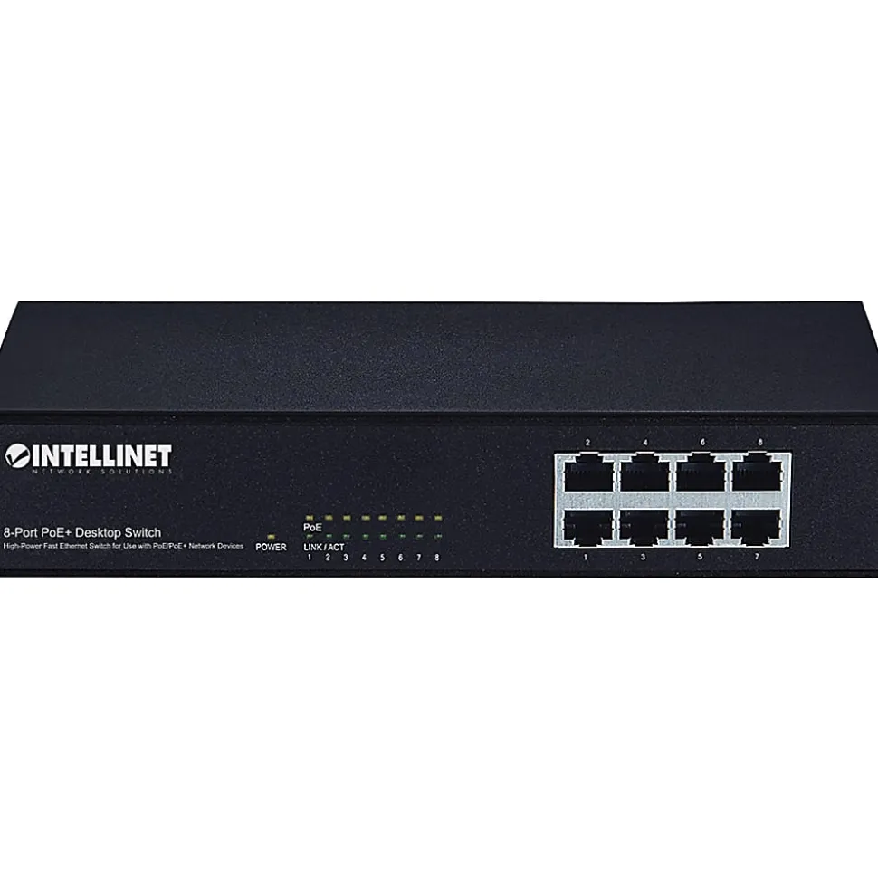Intracom Intellinet 8 Port Fast Ethernet PoE+ Switch, 560764