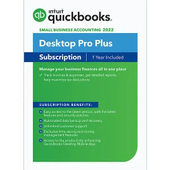 Intuit® QuickBooks® Desktop Pro Plus, 2022, 1-Year Subscription, For Windows®, Disc/Download