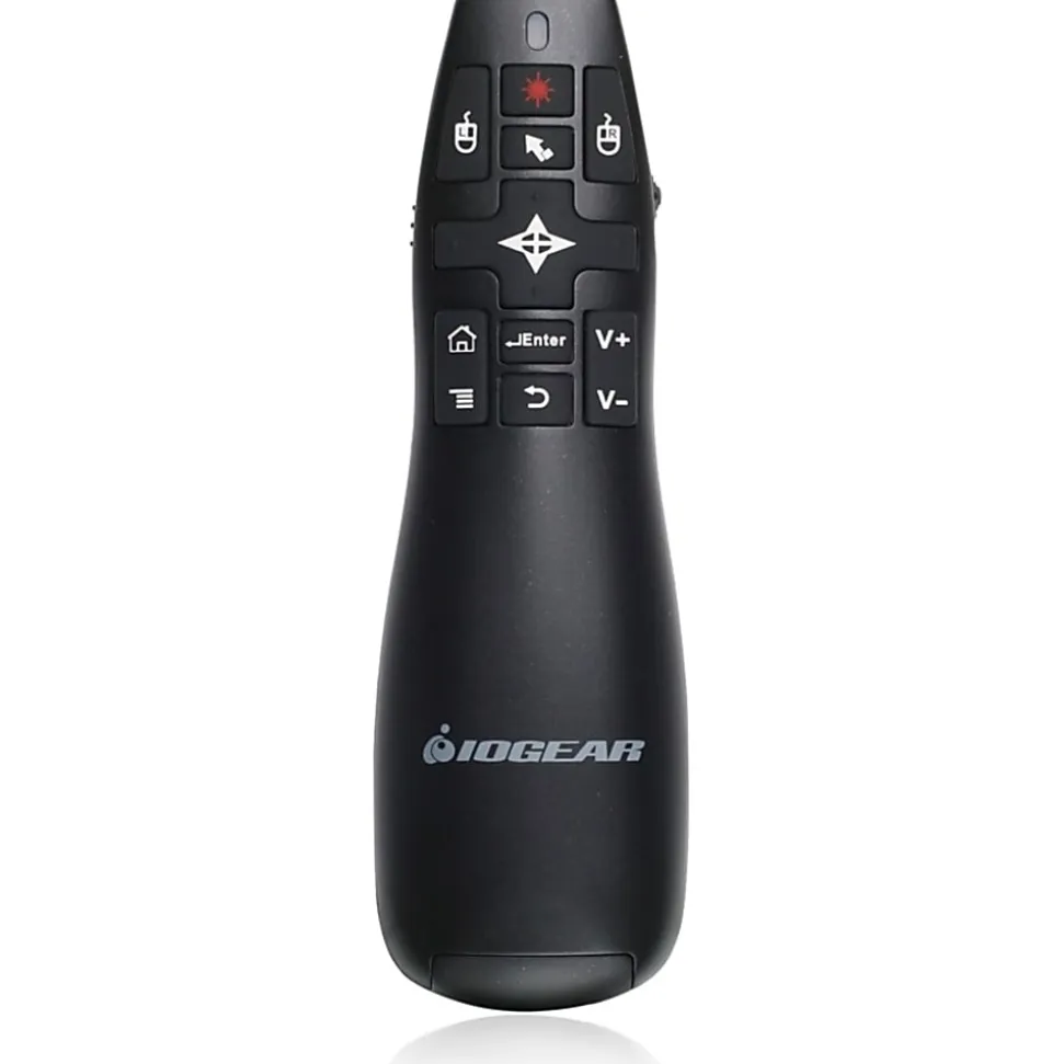 IOGEAR Gyro Presenter Mouse with Red Laser - Laser - Wireless - 65.62 ft - Radio Frequency - 2.40 GHz - Black - USB 2.0 - 1