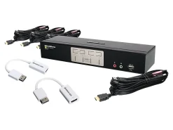 IOGEAR 4-Port HDMI and DisplayPort KVM Kit - Cables Included - KVM / audio / USB switch - 4 x KVM / audio / USB - 1 local user - desktop