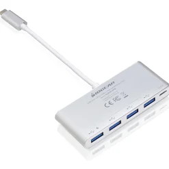 IOGEAR USB-C to 4 Port USB-A Hub with Power Delivery Pass-Through - USB 3.1 (Gen 1) Type C - External - 5 USB Port(s) - 4 USB 3.0 Port(s) - PC, Mac