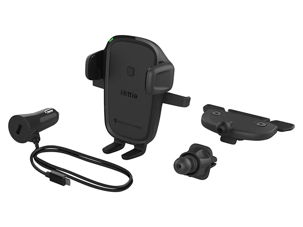 iOttie Easy One-Touch Wireless 2 Fast Charging 2-in-1 Air Vent And CD Mount, Black, HLCRIO143