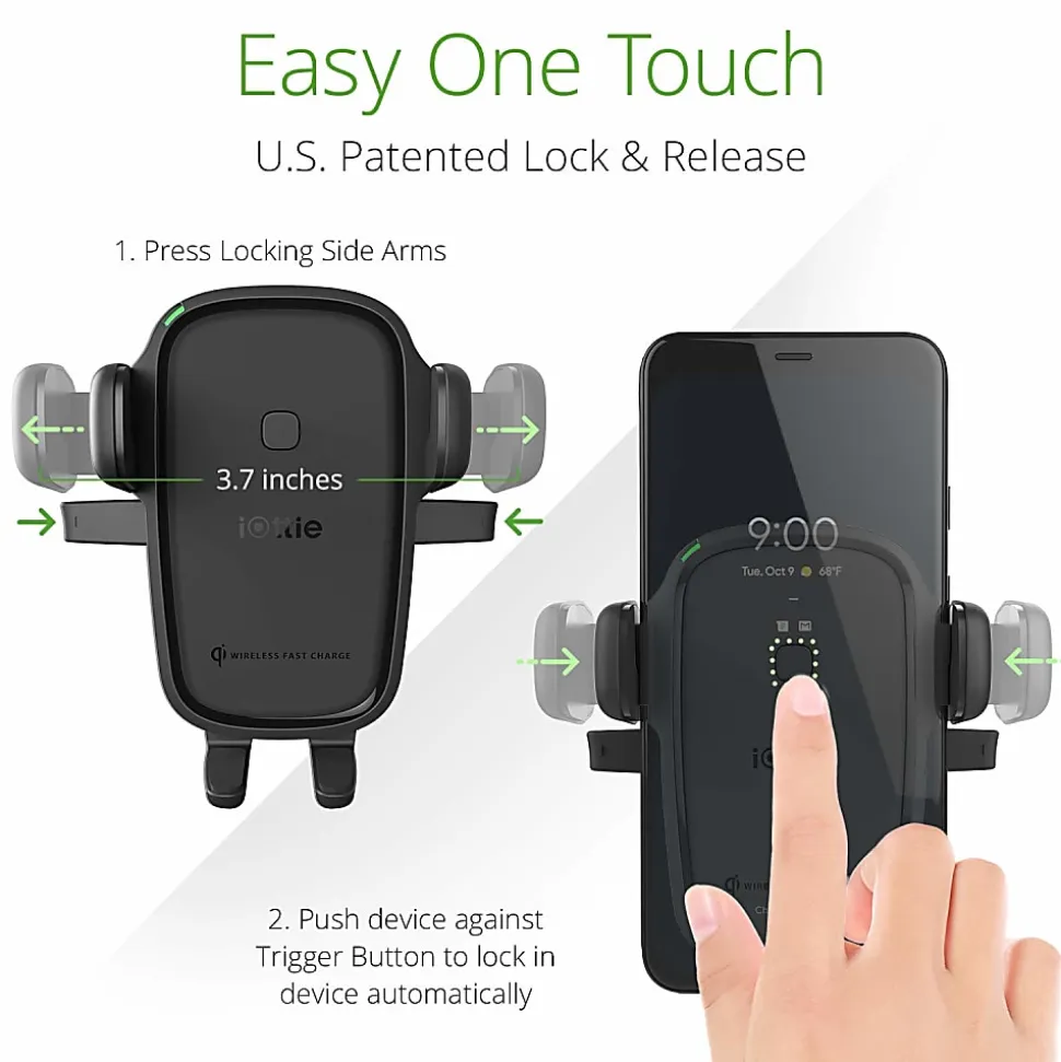 iOttie Easy One-Touch Wireless 2 Fast Charging 2-in-1 Air Vent And CD Mount, Black, HLCRIO143