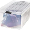 IRIS® Buckle Down Plastic Storage Container With Built-In Handles And Snap Lid, 68 Quarts, 11 3/4" x 17 1/4" x 26 1/8", Clear