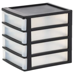 Iris Desktop Drawer Unit, 4 Drawers, Black