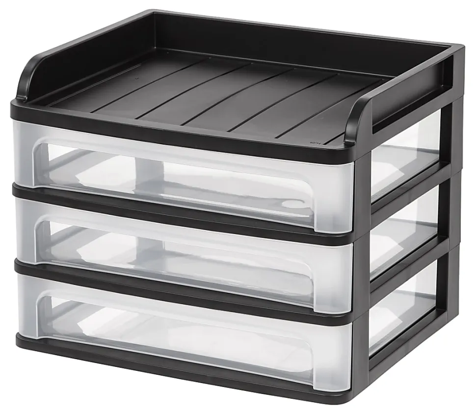 IRIS® 3-Drawer Medium Desktop Storage, 11 1/4"H x 14 1/4"W x 11 13/16"D, Black