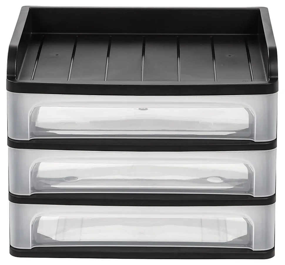 IRIS® 3-Drawer Medium Desktop Storage, 11 1/4"H x 14 1/4"W x 11 13/16"D, Black