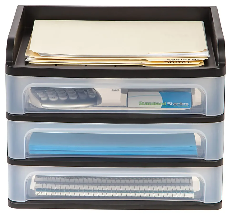 IRIS® 3-Drawer Medium Desktop Storage, 11 1/4"H x 14 1/4"W x 11 13/16"D, Black