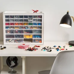 Iris 44-Drawer Parts Cabinet, 15-1/2āH x 19-1/2āW x 7āD, White/Clear