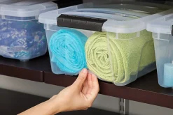 IRIS® Latch Plastic Storage Container With Built-In Handles And Snap Lid, 12.95 Quarts, 16 1/2" x 11" x 6 1/2", Clear