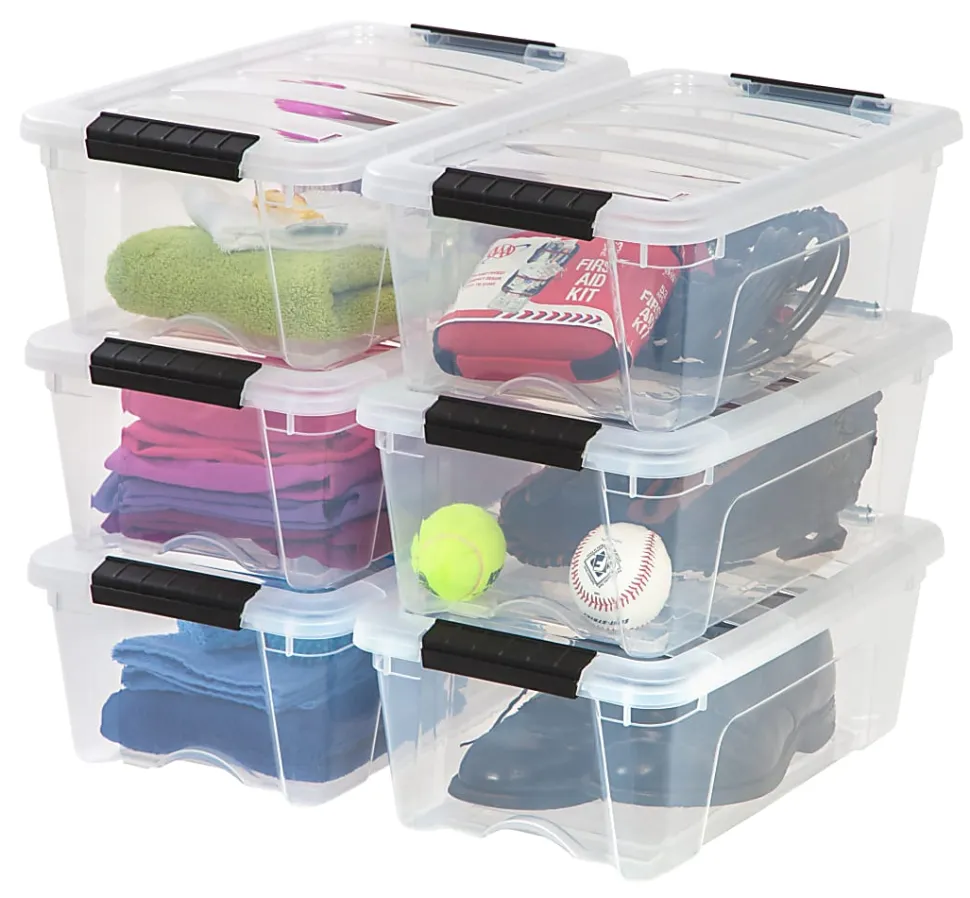 IRIS® Latch Plastic Storage Container With Built-In Handles And Snap Lid, 12.95 Quarts, 16 1/2" x 11" x 6 1/2", Clear