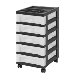 Iris Mini Chest, 5 Drawers, 27 Qt, Black