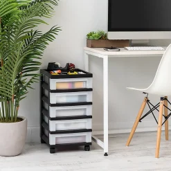 Iris Mini Chest, 5 Drawers, 27 Qt, Black