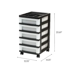 Iris Mini Chest, 5 Drawers, 27 Qt, Black