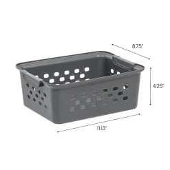 Iris® Plastic Storage Baskets, Small, 4.25”H x 8.75”W x 11.125”D, Gray, Set Of 10 Baskets