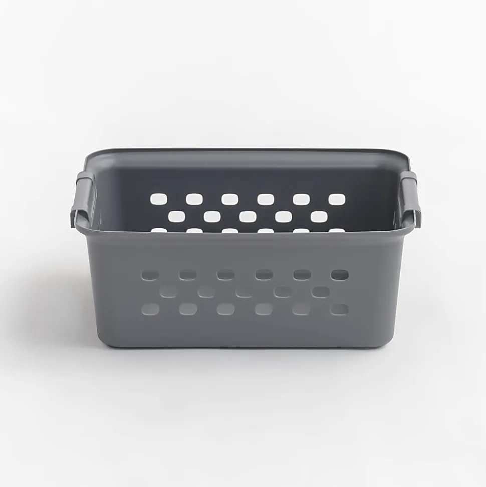 Iris® Plastic Storage Baskets, Small, 4.25”H x 8.75”W x 11.125”D, Gray, Set Of 10 Baskets