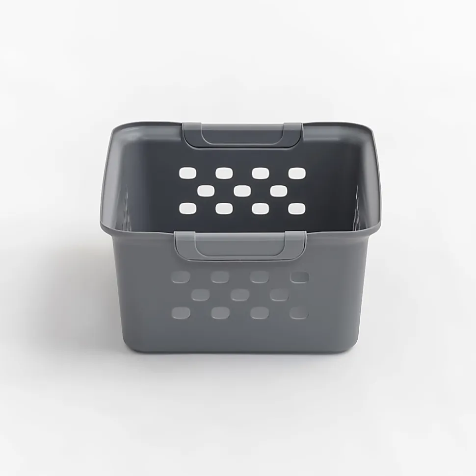 Iris® Plastic Storage Baskets, Small, 4.25”H x 8.75”W x 11.125”D, Gray, Set Of 10 Baskets
