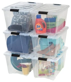 IRIS® Plastic Storage Container With Handles/Latch Lid, 22" x 16 1/2" x 13", Clear