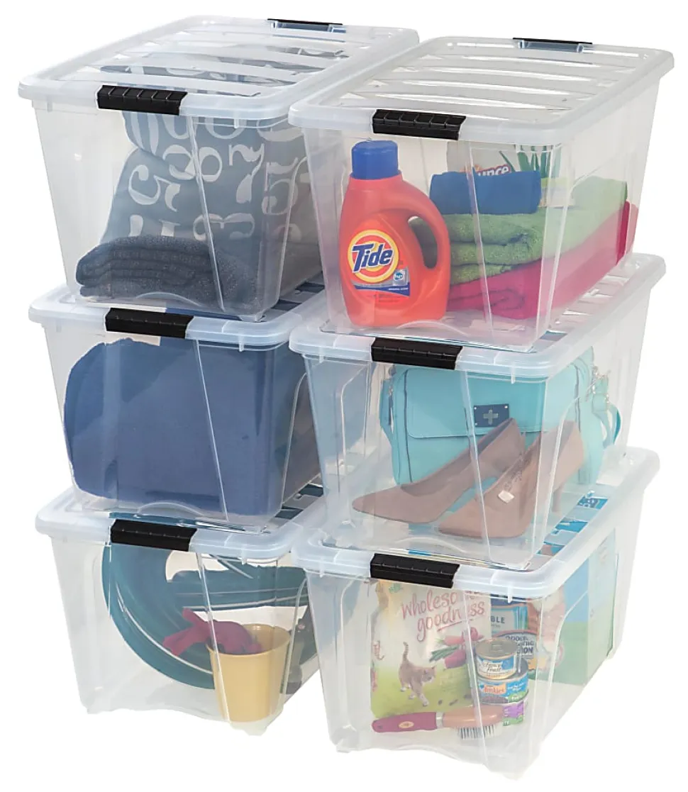 IRIS® Plastic Storage Container With Handles/Latch Lid, 22" x 16 1/2" x 13", Clear
