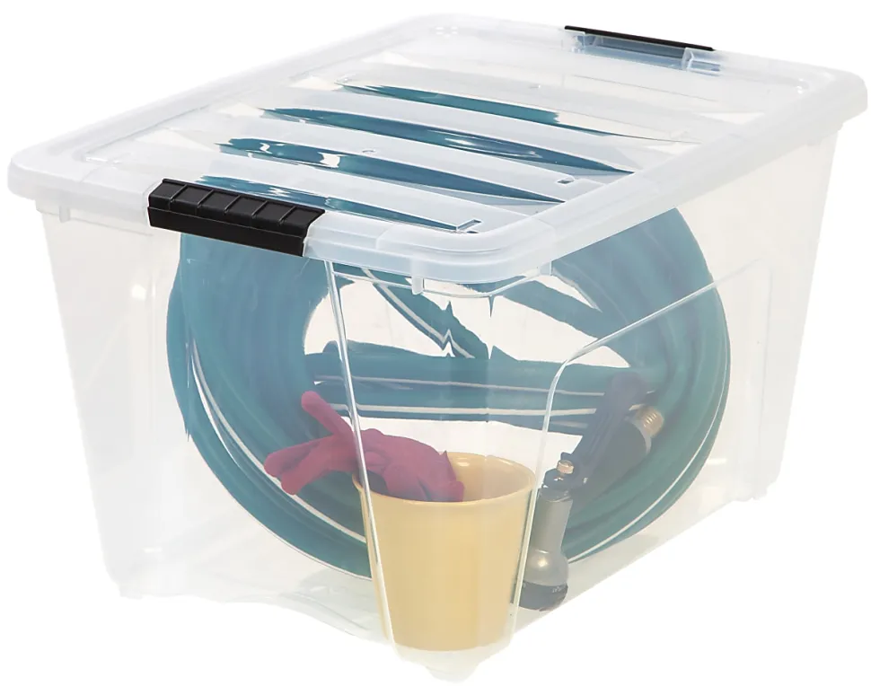 IRIS® Plastic Storage Container With Handles/Latch Lid, 22" x 16 1/2" x 13", Clear