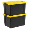 Iris Remington Heavy Duty Store-It-All Tote, 78 Qt, Black/Yellow, Pack Of 2 Totes