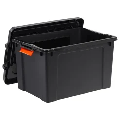 Iris® Remington Heavy Duty Store-It-All Totes, 19 Gallon, Black, Set Of 4 Totes