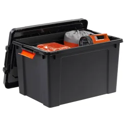 Iris® Remington Heavy Duty Store-It-All Totes, 19 Gallon, Black, Set Of 4 Totes