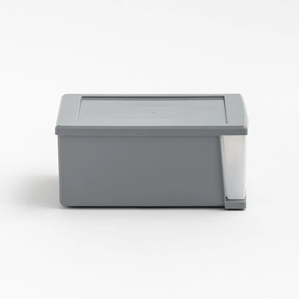 Iris® Stackable Storage Bins With Drawers, 5-13/16"H x 8-3/4"W x 12-3/4"D, Gray, Set Of 5 Bins