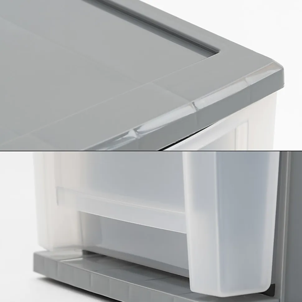 Iris® Stackable Storage Bins With Drawers, 5-13/16"H x 8-3/4"W x 12-3/4"D, Gray, Set Of 5 Bins