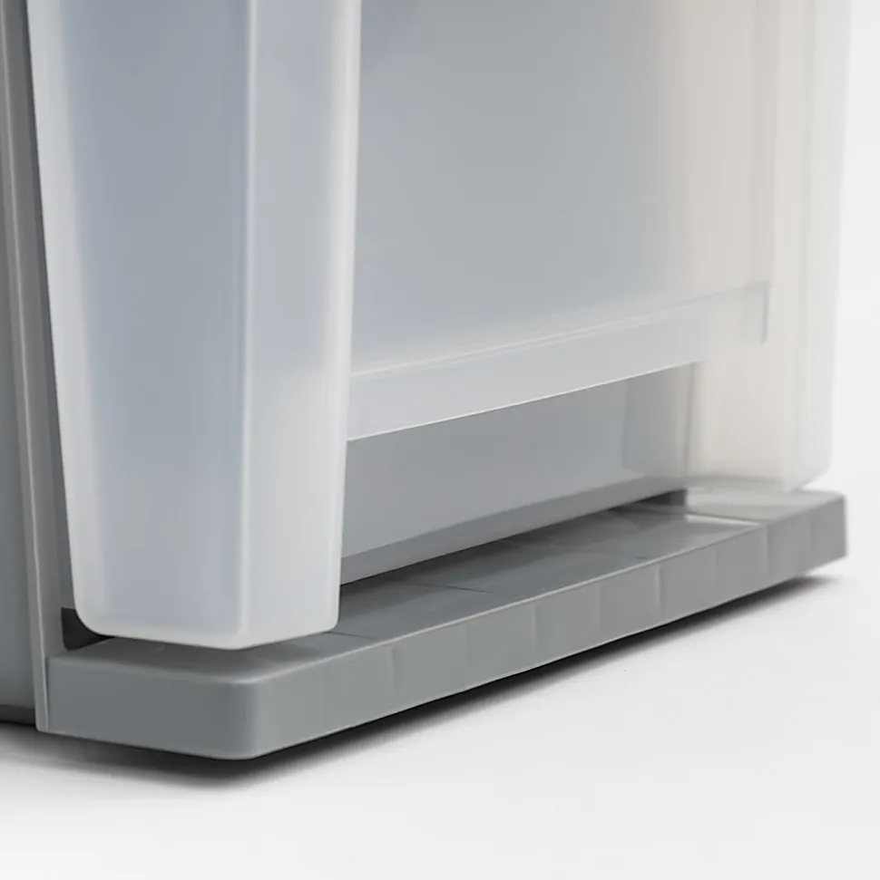 Iris® Stackable Storage Bins With Drawers, 5-13/16"H x 8-3/4"W x 12-3/4"D, Gray, Set Of 5 Bins