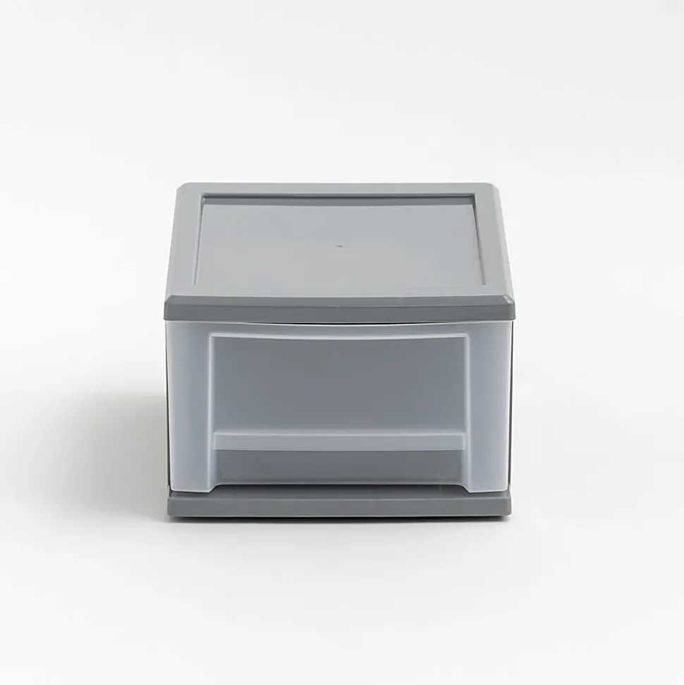 Iris® Stackable Storage Bins With Drawers, 5-13/16"H x 8-3/4"W x 12-3/4"D, Gray, Set Of 5 Bins