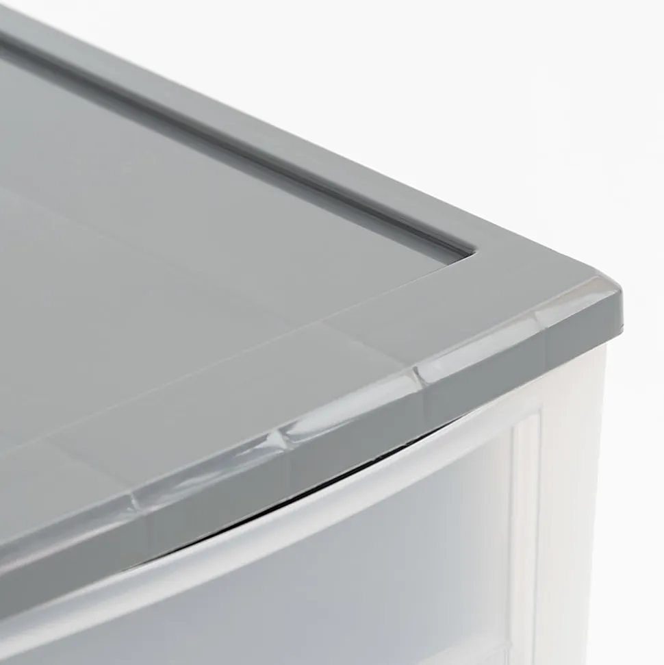 Iris® Stackable Storage Bins With Drawers, 5-13/16"H x 8-3/4"W x 12-3/4"D, Gray, Set Of 5 Bins