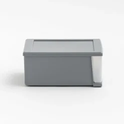Iris® Stackable Storage Bin With Drawer, 5-13/16"H x 8-3/4"W x 12-3/4"D, Gray