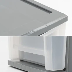 Iris® Stackable Storage Bin With Drawer, 5-13/16"H x 8-3/4"W x 12-3/4"D, Gray