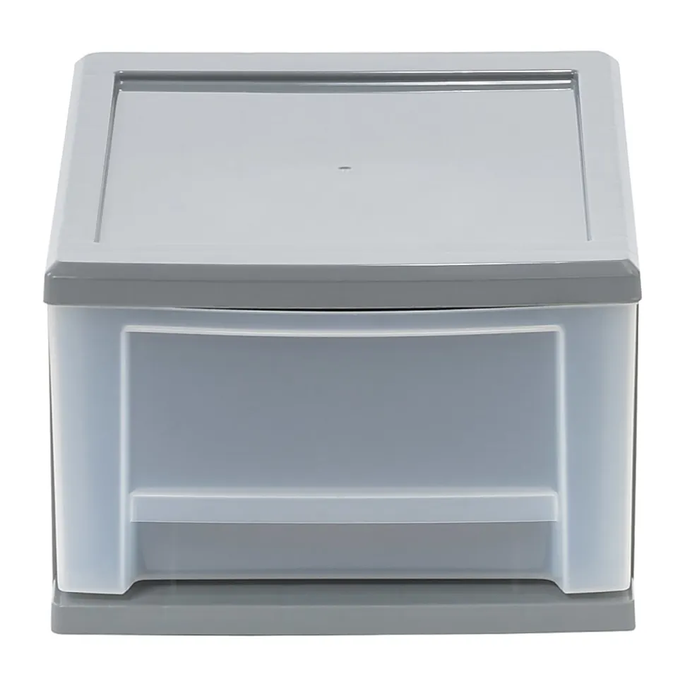Iris® Stackable Storage Bin With Drawer, 5-13/16"H x 8-3/4"W x 12-3/4"D, Gray