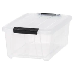 Iris Stack And Pull Totes, 13.5 Qt, Clear, Set Of 6 Totes