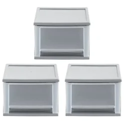 Iris Stacking Drawer, 3 Drawers, 17 Qt, Gray, Pack Of 3 Drawers