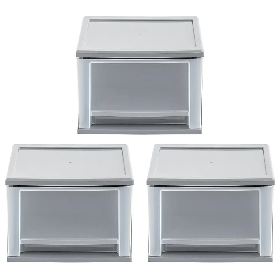 Iris Stacking Drawer, 3 Drawers, 17 Qt, Gray, Pack Of 3 Drawers