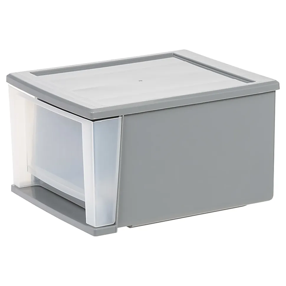 Iris Stacking Drawer, 3 Drawers, 17 Qt, Gray, Pack Of 3 Drawers