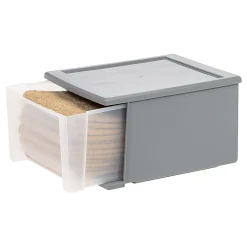 Iris Stacking Drawer, 3 Drawers, 17 Qt, Gray, Pack Of 3 Drawers