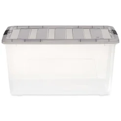 Iris® Stack & Pull™ Storage Boxes, 18 Gallon, Clear/Gray, Set Of 3 Boxes