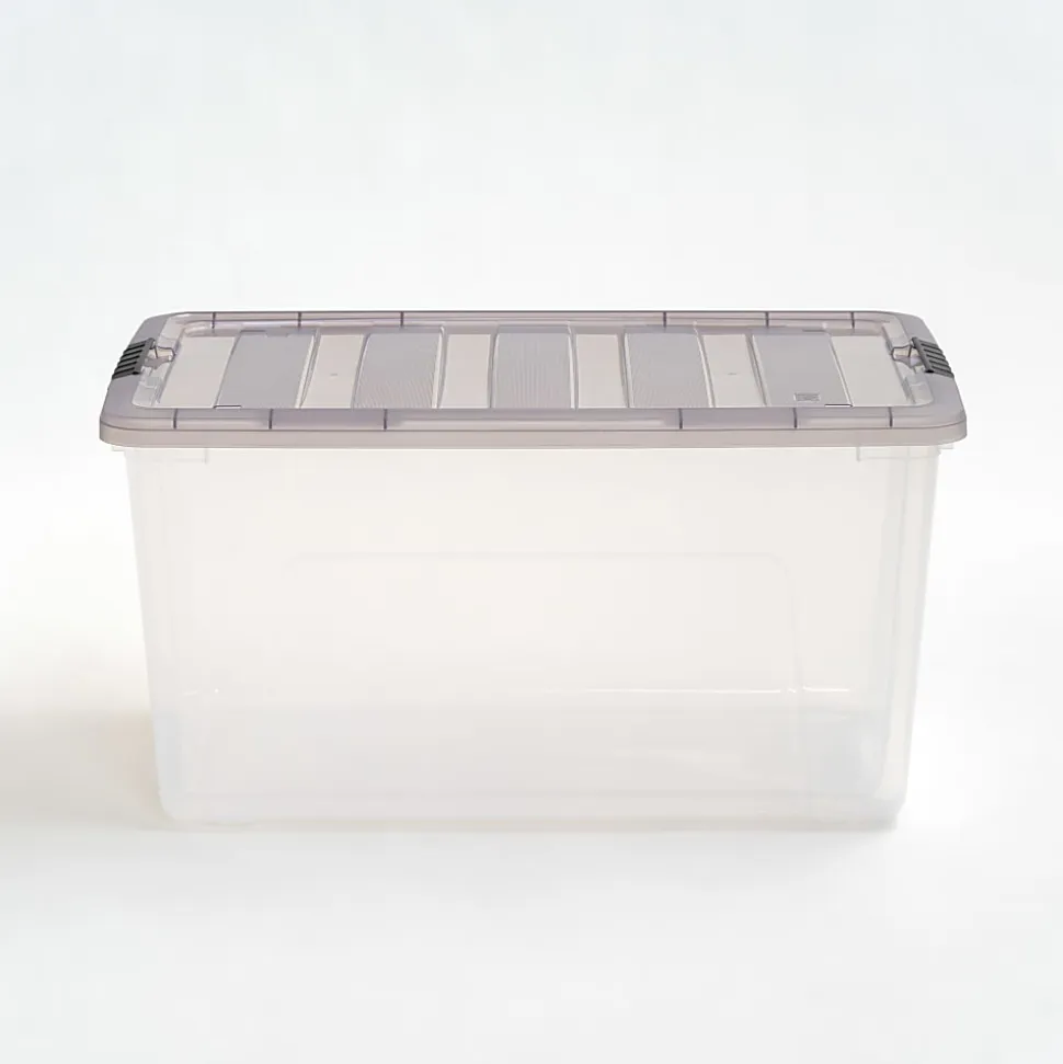 Iris® Stack & Pull™ Storage Boxes, 18 Gallon, Clear/Gray, Set Of 3 Boxes