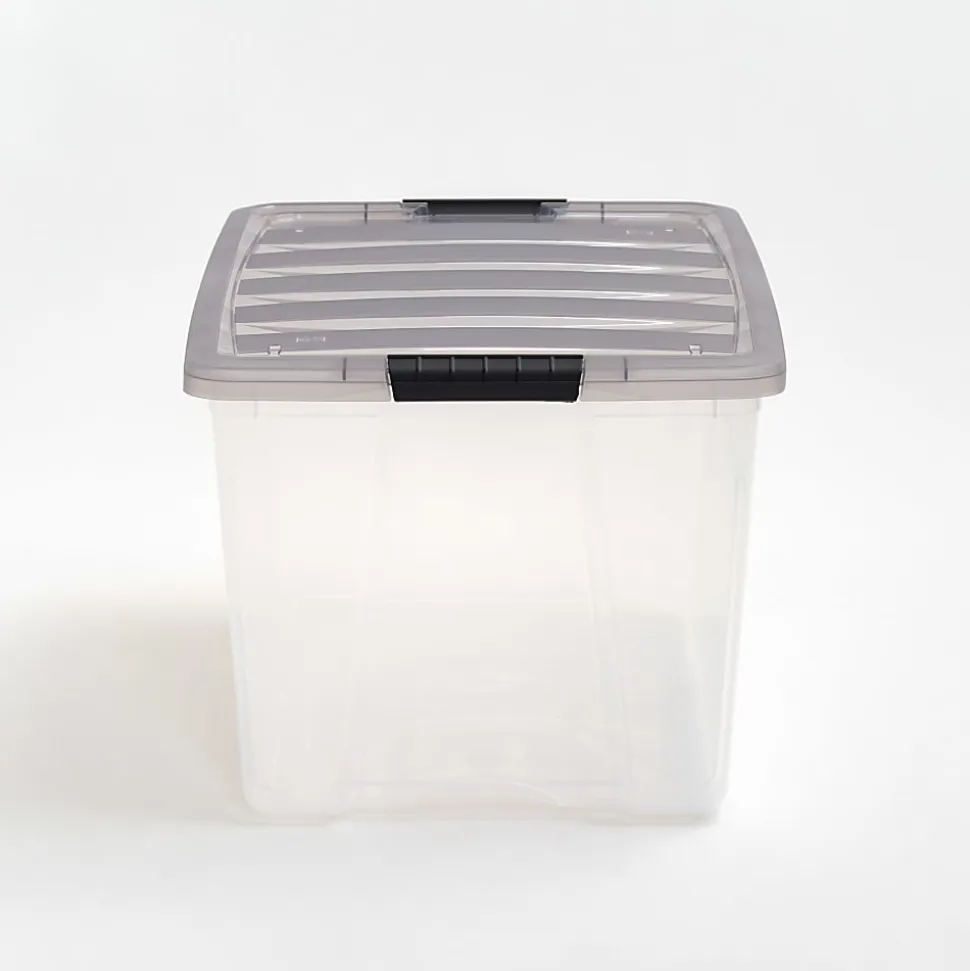 Iris® Stack & Pull™ Storage Boxes, 18 Gallon, Clear/Gray, Set Of 3 Boxes