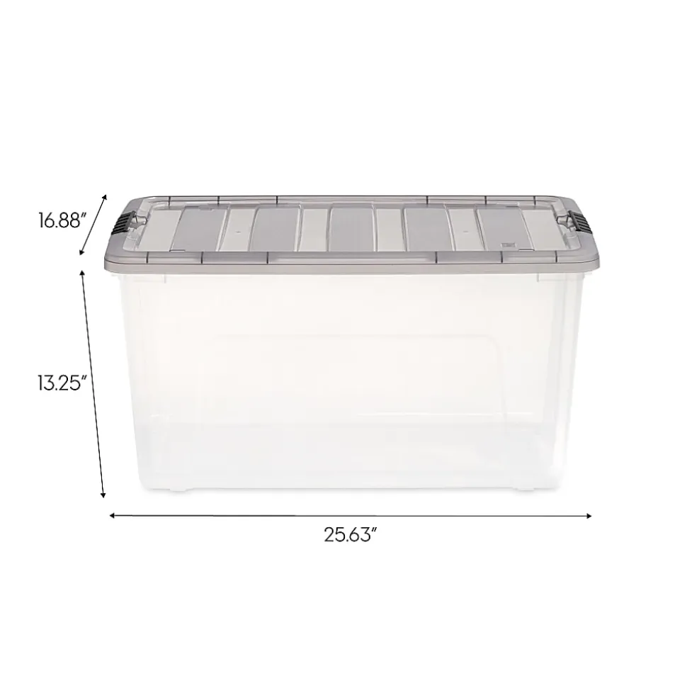 Iris® Stack & Pull™ Storage Boxes, 18 Gallon, Clear/Gray, Set Of 3 Boxes