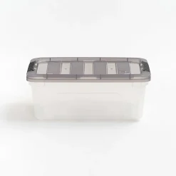 Iris® Stack & Pull™ Storage Boxes, 3.14 Gallon, Clear/Gray, Set Of 8 Boxes