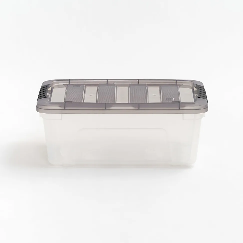 Iris® Stack & Pull™ Storage Boxes, 3.14 Gallon, Clear/Gray, Set Of 8 Boxes