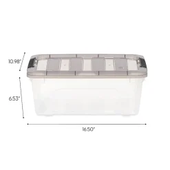 Iris® Stack & Pull™ Storage Boxes, 3.14 Gallon, Clear/Gray, Set Of 8 Boxes